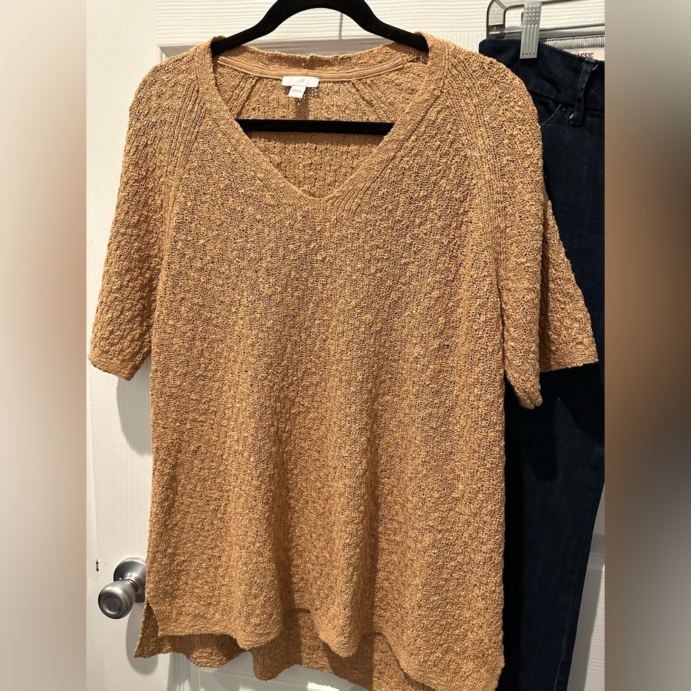 J.Jill Dimensional Elbow-Sleeve Sweater Gingersnap- Size L